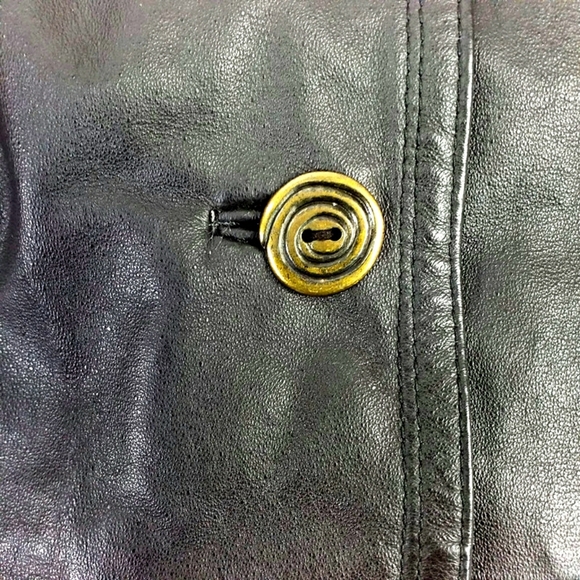 Maggie Barnes Brown Genuine Leather Button Front Long Sleeve Coat Womens Plus 4X - Picture 8 of 15